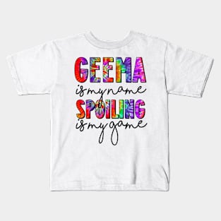 Tie Dye Geema Is My Name Spoiling Is My Game Mothers Day Kids T-Shirt